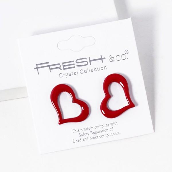 Hollow Heart Stud Earrings 

- Approximately .75" L