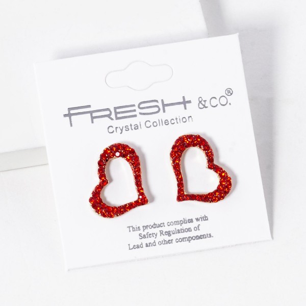Wholesale hollow Rhinestone Studded Heart Stud Earrings L