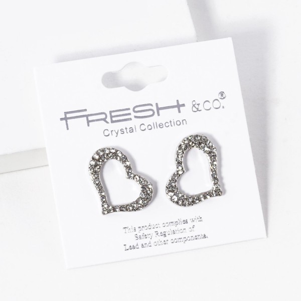 Wholesale hollow Rhinestone Studded Heart Stud Earrings L