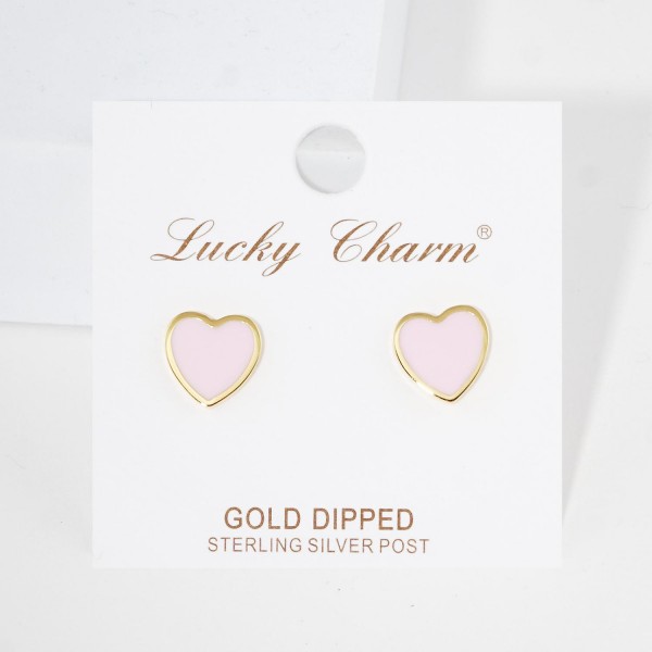Wholesale enamel Heart Stud Earrings L Gold Dipped