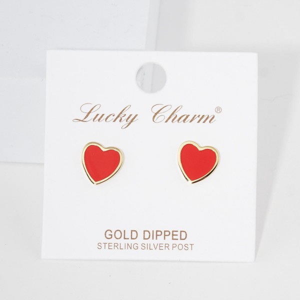 Wholesale enamel Heart Stud Earrings L Gold Dipped
