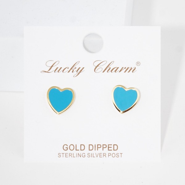 Wholesale enamel Heart Stud Earrings L Gold Dipped