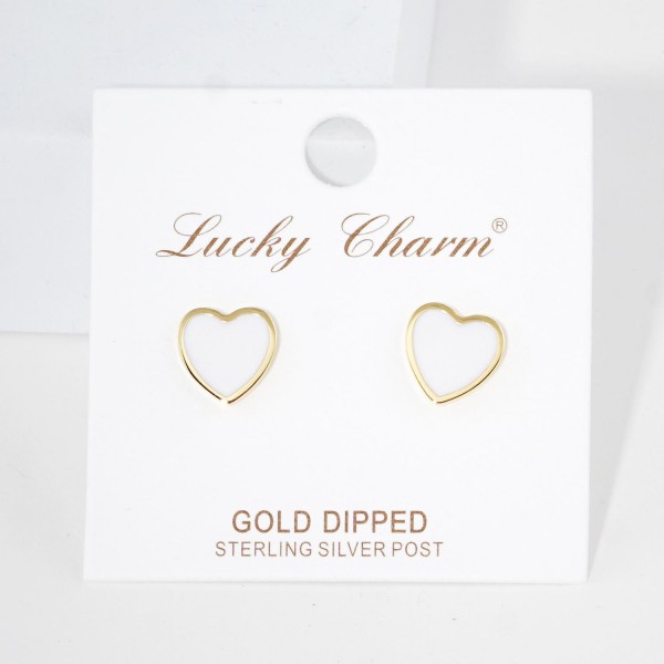 Wholesale enamel Heart Stud Earrings L Gold Dipped