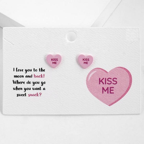 Wholesale valentine s Conversation Heart Stud Earrings L