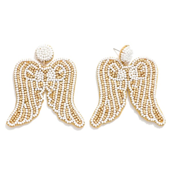 Wholesale angel Wings Felt Seed Beaded Post Drop Earrings L