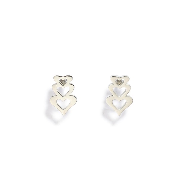 Metal Tone Triple Heart Stud Earrings

- Approximately .25" L