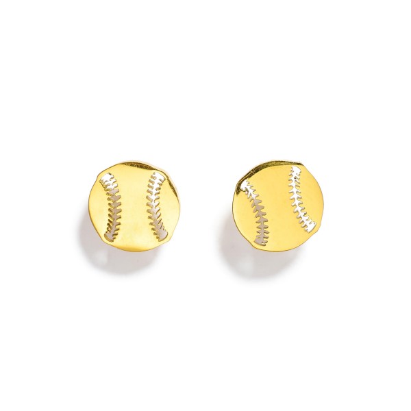 Metal Tone Bassball Stud Earrings

- Approximately .25" L