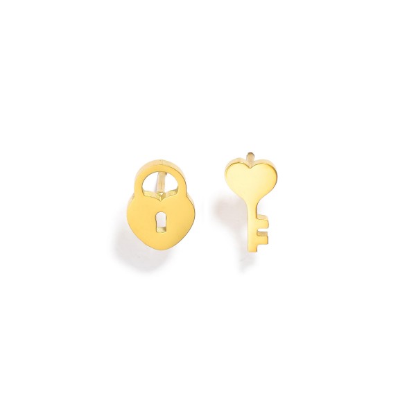 Wholesale metal Lock Key Stud Earrings L