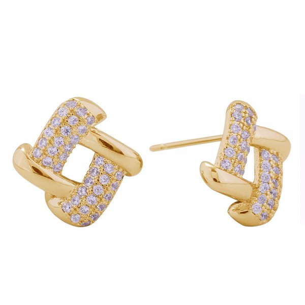 Wholesale do Everything Love Infinity Square Stud Earrings Cubic Zirconia Detail