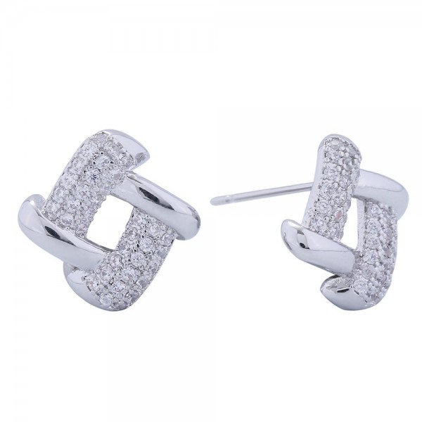 Wholesale do Everything Love Infinity Square Stud Earrings Cubic Zirconia Detail