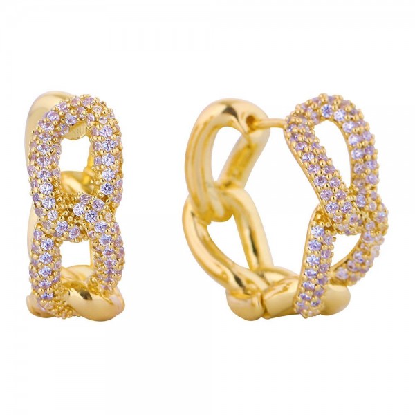 Wholesale do Everything Love Chain Link Cubic Zirconia Baguette Hoop Earrings D