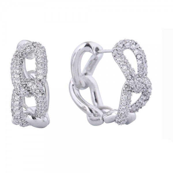 Wholesale do Everything Love Chain Link Cubic Zirconia Baguette Hoop Earrings D