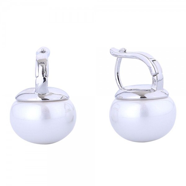 Wholesale do Everything Love Leverback Huggie Hoop Earrings Pearl Detail L Gold