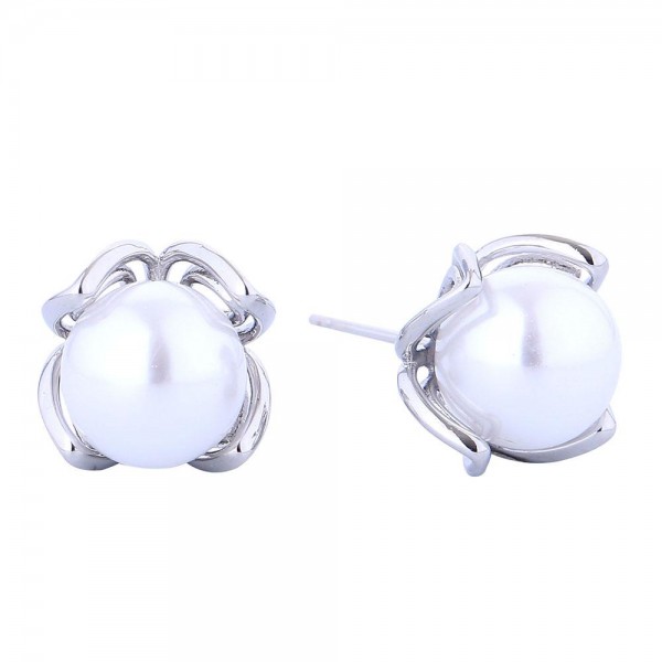 Wholesale do Everything Love Pearl Earrings Metal Flower Petals Setting L Gold D