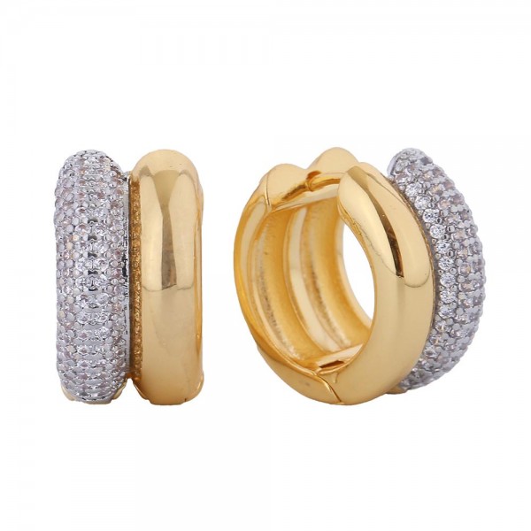 Wholesale do Everything Love Metal Double Hinged Hoop Earrings Cubic Zirconia De