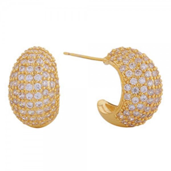Wholesale do Everything Love Pave Cubic Zirconia Tapered Hoop Earrings D Gold Di