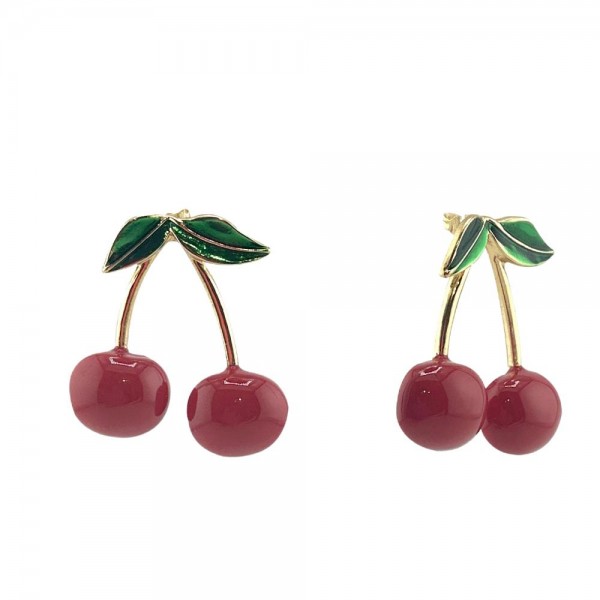 Wholesale do Everything Love Enamel Cherries Post Drop Earrings Gold Dipped L