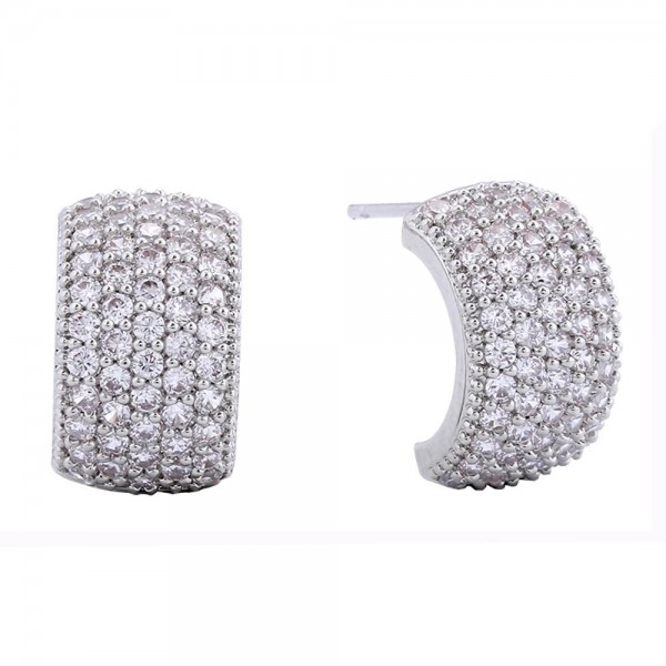 Wholesale do Everything Love Cubic Zirconia Pave Half Hoop Drop Earrings L Gold