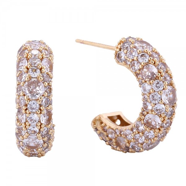 Wholesale do Everything Love Pave Cubic Zirconia Hoop Earrings D Gold Dipped