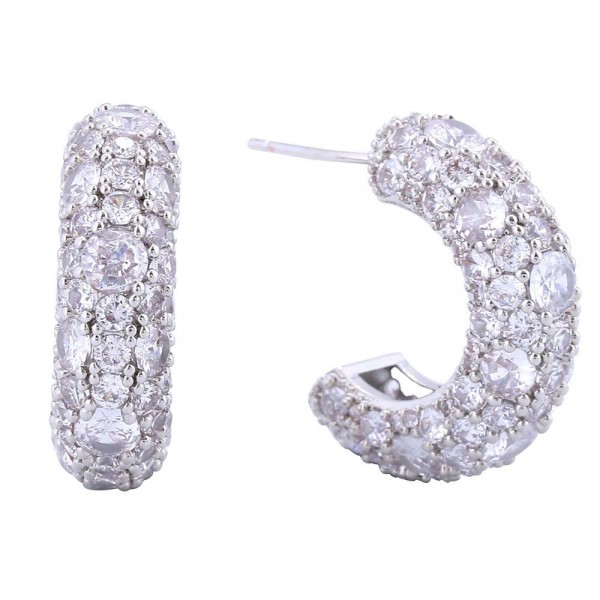Wholesale do Everything Love Pave Cubic Zirconia Hoop Earrings D Gold Dipped