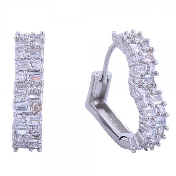 Wholesale do Everything Love Cubic Zirconia Heart Hoop Earrings D Gold Dipped