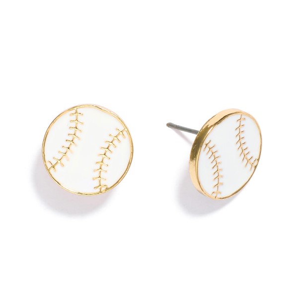 Wholesale enamel Baseball Stud Earrings L