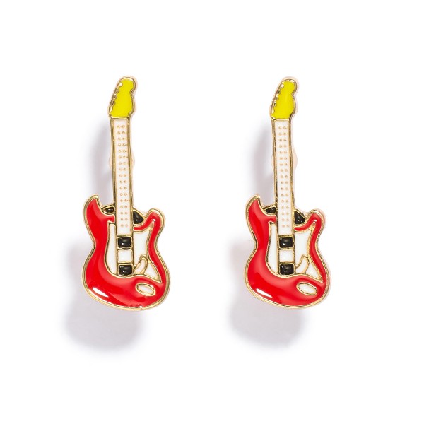 Wholesale enamel Guitar Stud Earrings L