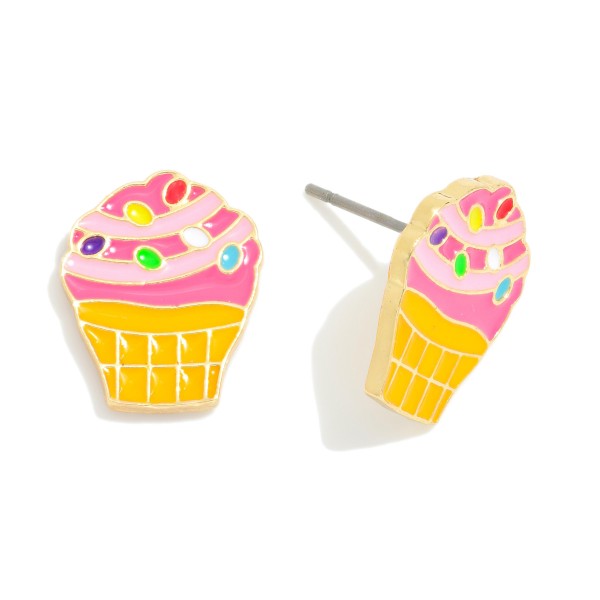 Wholesale enamel Ice Cream Cone Large Stud Earrings L