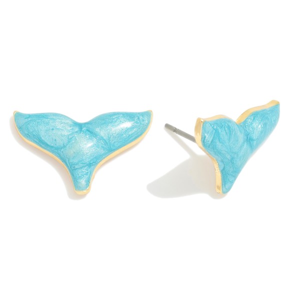 Wholesale marbled Glitter Enamel Whale Tale Stud Earrings L