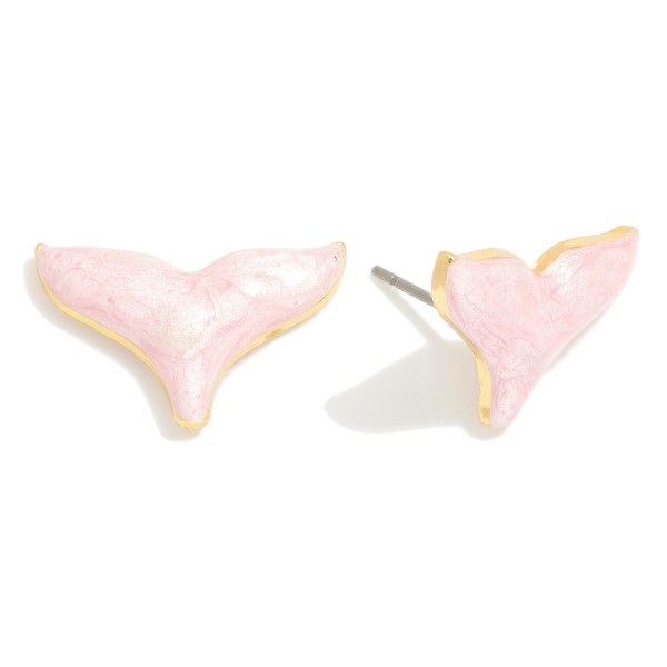Wholesale marbled Glitter Enamel Whale Tale Stud Earrings L