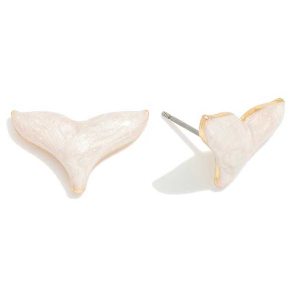 Wholesale marbled Glitter Enamel Whale Tale Stud Earrings L