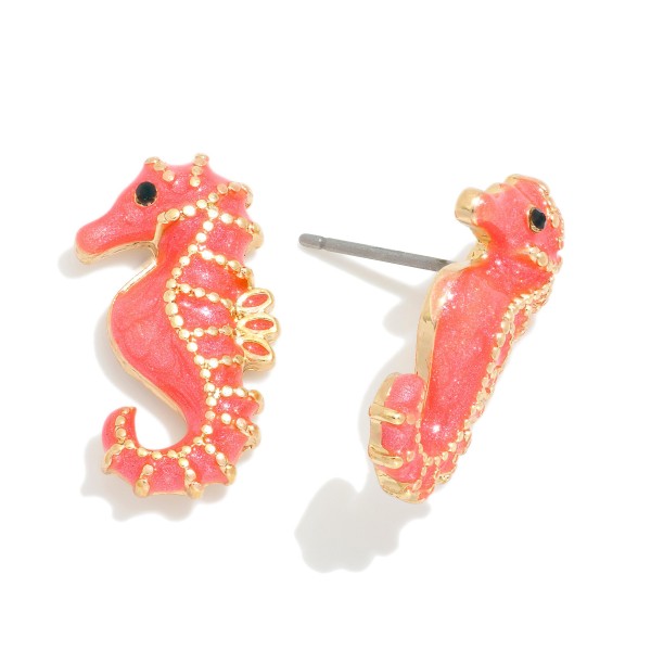 Wholesale glitter Enamel Sea Horse Large Stud Earrings L