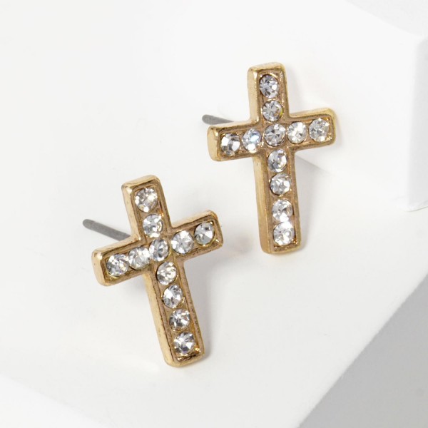 Wholesale rhinestone Studded Cross Drop Earrings L