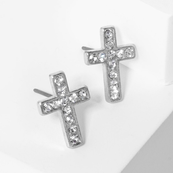Wholesale rhinestone Studded Cross Drop Earrings L
