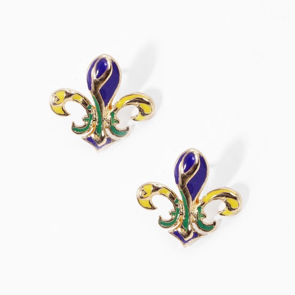 Wholesale enamel Fleur De Lis Stud Earrings L
