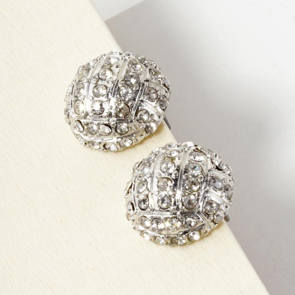 Wholesale metal Volleyball Stud Earrings Rhinestone Accents L