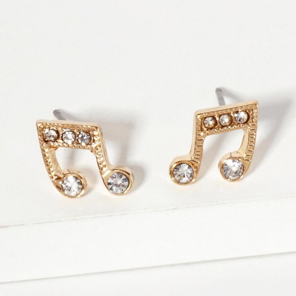 Wholesale rhinestone Studded Music Note Stud Earrings L
