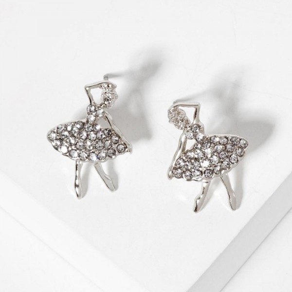 Wholesale rhinestone Studded Ballerina Stud Earrings L