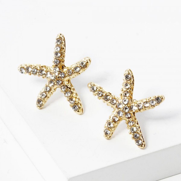 Wholesale rhinestone Studded Starfish Stud Earrings L