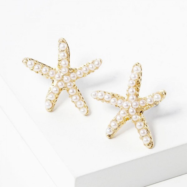 Wholesale rhinestone Studded Starfish Stud Earrings L
