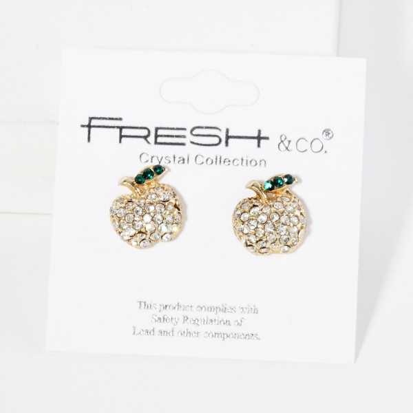 Wholesale pave Rhinestone Apple Stud Earrings L