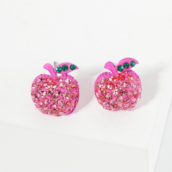 Wholesale pave Rhinestone Apple Stud Earrings L