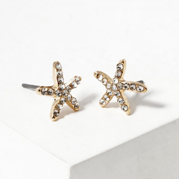 Wholesale rhinestone Studded Starfish Stud Earrings L