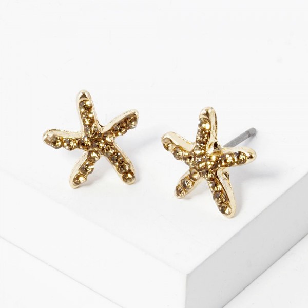 Wholesale rhinestone Studded Starfish Stud Earrings L