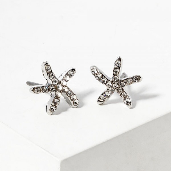 Wholesale rhinestone Studded Starfish Stud Earrings L