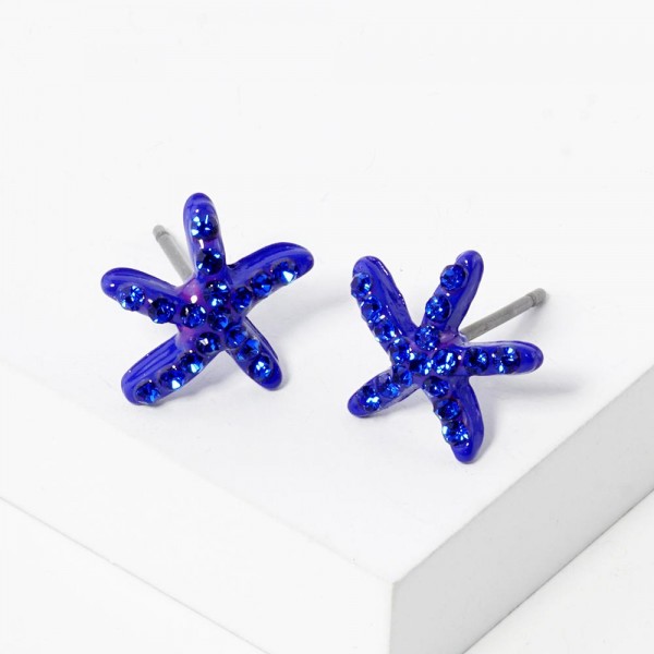 Wholesale rhinestone Studded Starfish Stud Earrings L