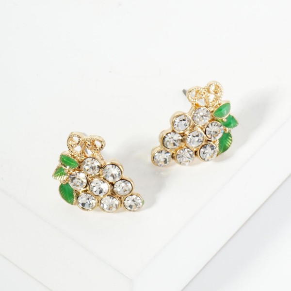 Wholesale rhinestone Studded Grape Vine Stud Earrings L