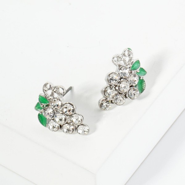 Wholesale rhinestone Studded Grape Vine Stud Earrings L