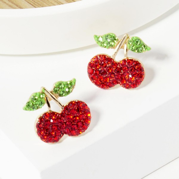 Wholesale pave Rhinestone Cherry Stud Earrings L