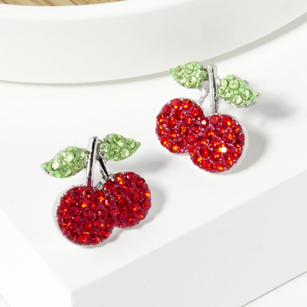 Wholesale pave Rhinestone Cherry Stud Earrings L